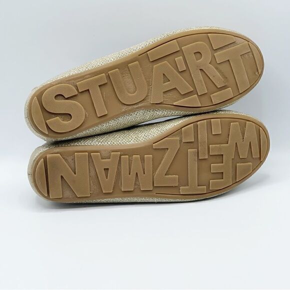 Stuart Weitzman Fannie Ballerina Platinum Noir gold sparkle flats - Women’s 5 - Picture 8 of 11